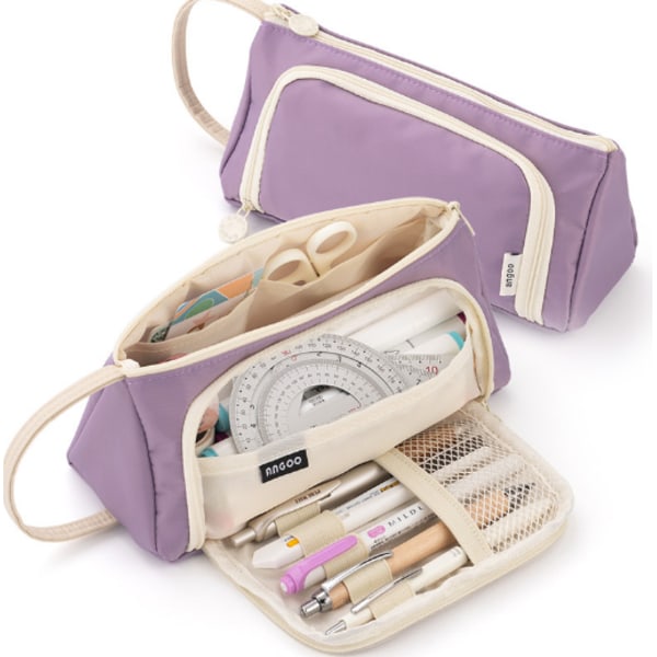 Stort case med stor kapacitet Canvas pennfodral light purple