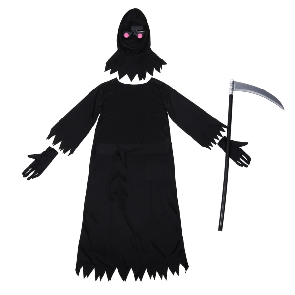 Grim Reaper Halloween kostym med glödande röda ögon L