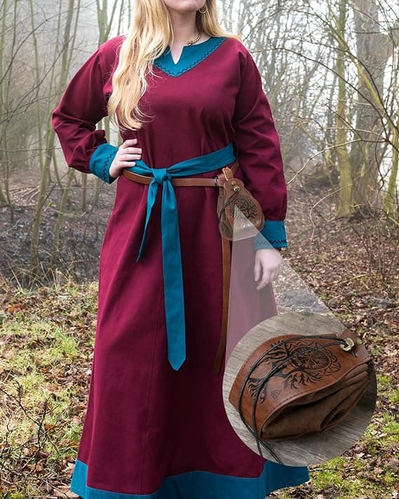 Vikinge-stil middelalderbælte med taske til Halloween-kostumer Brown 1