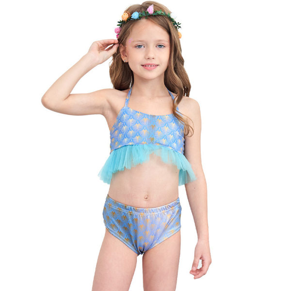 Flickors Simmningsbar Sjöjungfru Svans Prinsessklänning Cosplay Kostym blue 140cm