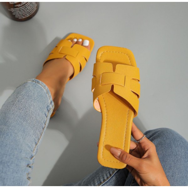 Monika Flat H-Band Slide Sandal för kvinnor Yellow 40