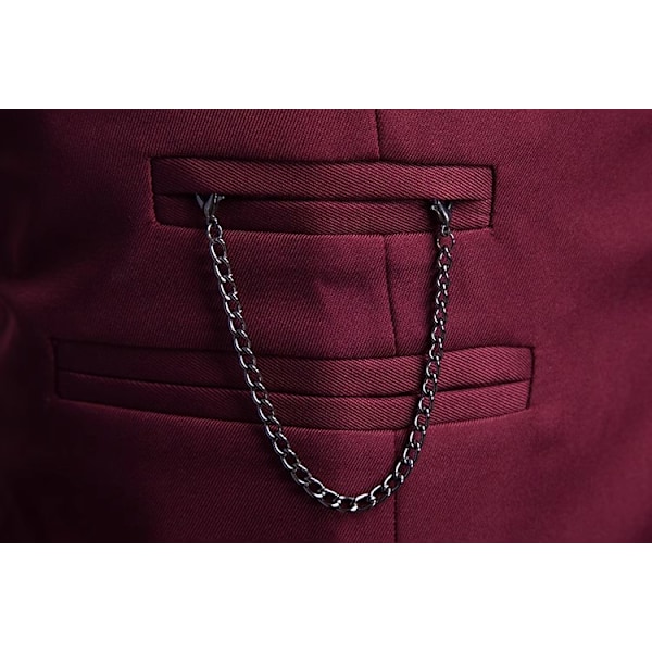 Miesten Virallinen Puku Liivi Slim Fit Rentoutunut Liikepukeutumisliivi Red XL