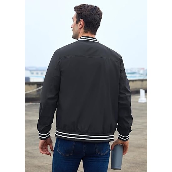 Mænds Jakke Casual Pilot Fuldt Lynlås Jakke Black XL
