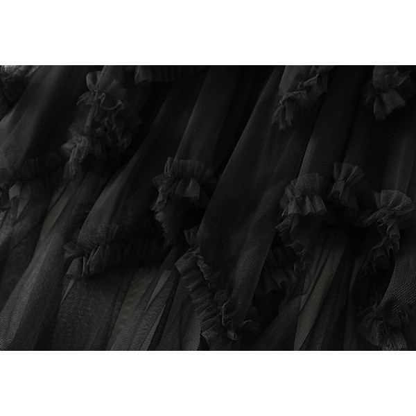 Tyllkjol för dam, midi, lång, älvkjol Black