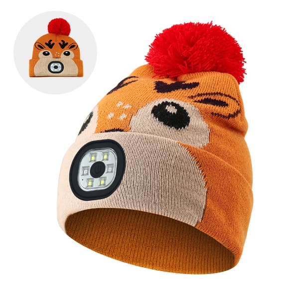Børne LED Pandelampe Hat Med Lys Orange