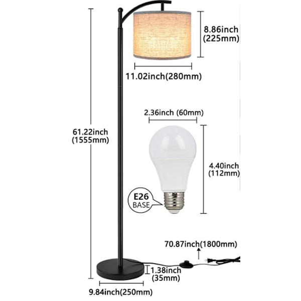 Golvlampor för vardagsrum med 3 färgtemperaturer, stående lampa hög Silver GS