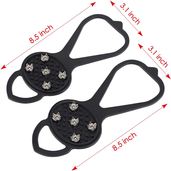 2 Par Non-Slip Gripper Pigger for Sko og Støvler for Gang på Snø og Is M