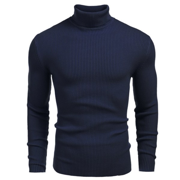 Halsduktröja för män, långärmad, pullover Dark Blue XL
