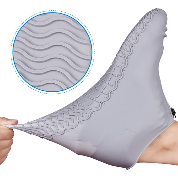 Vedenpitävät kengänsuojukset, uudelleenkäytettävät, liukumattomat sadekengänsuojukset lapsille, miehille ja naisille Grey XL
