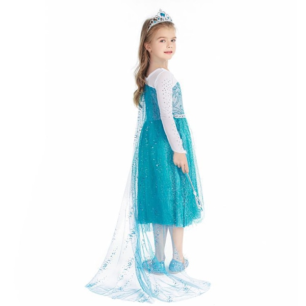 Flickor med paljetter Princess Costume Långärmad Klä upp green 140cm