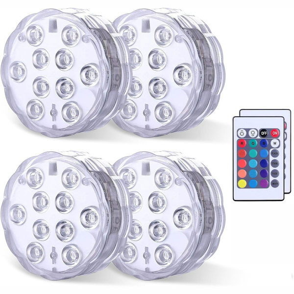 Nedsänkbara LED-lampor, LED-färgförändrande poollampor med fjärrkontroll 4PCS
