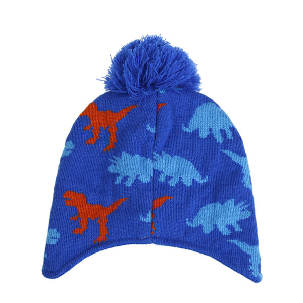 Lasten Beanie-pipo Pom-pom-koristeella, Neulotu, Pehmeä Vuori, Talvipipo Blue 3-8 Years