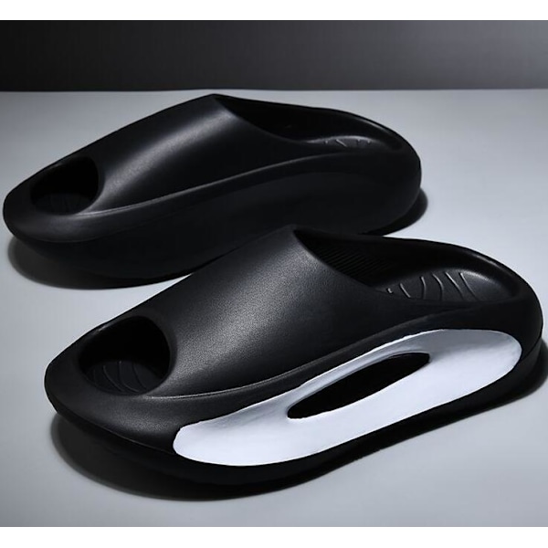 Herrar Casual Ytterkläder Tjocka Botten Svala Tofflor Black 42-43