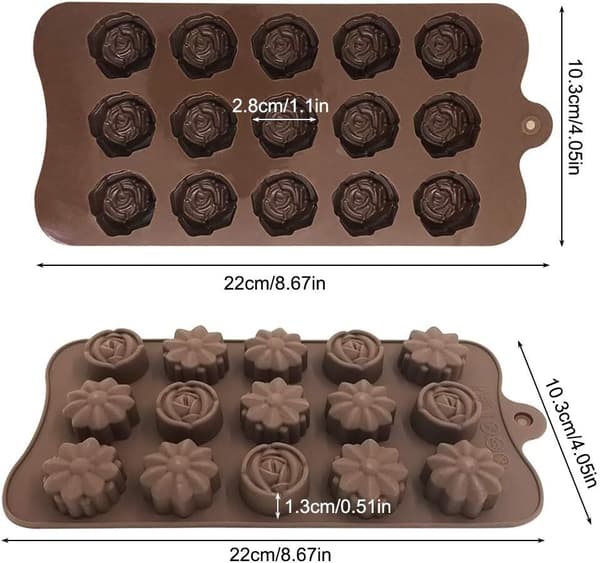 4-pack Blomformade Silikonformar för Choklad och Godis