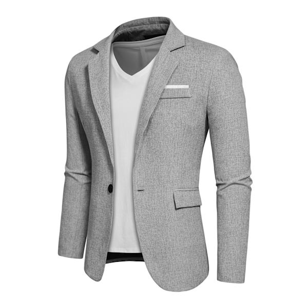 Slim Fit kavaj för män, lätt kostymjacka, 1 knapp grey M