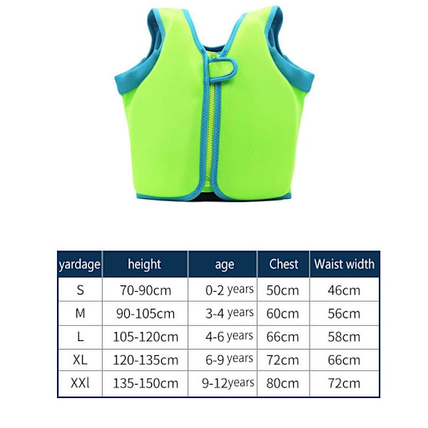 Børnesvømmevest Toddler Lær-at-Svømme Flydeveste GREEN XL