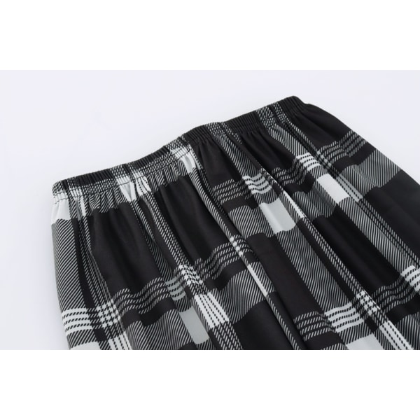 Melkesilke Langarmet Dame Plaid Skjorte Pyjamas Black L