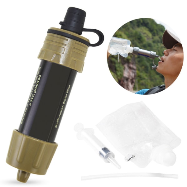 Vattenfilter, bärbar utrustning för överlevnadsfiltrering green