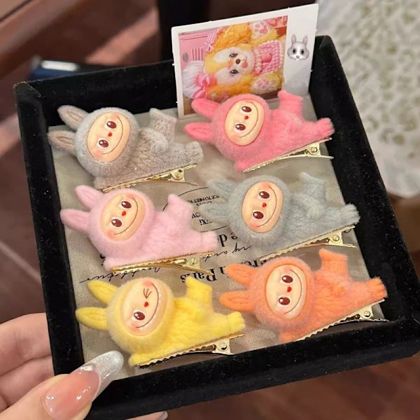 Labubu Hårklämmor 6-pack, Söta Håraccessoarer för Flickor polychrome