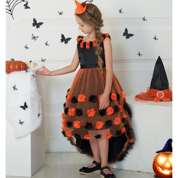 Tyttöjen kukkakakku-verkkohelma Orange 130CM
