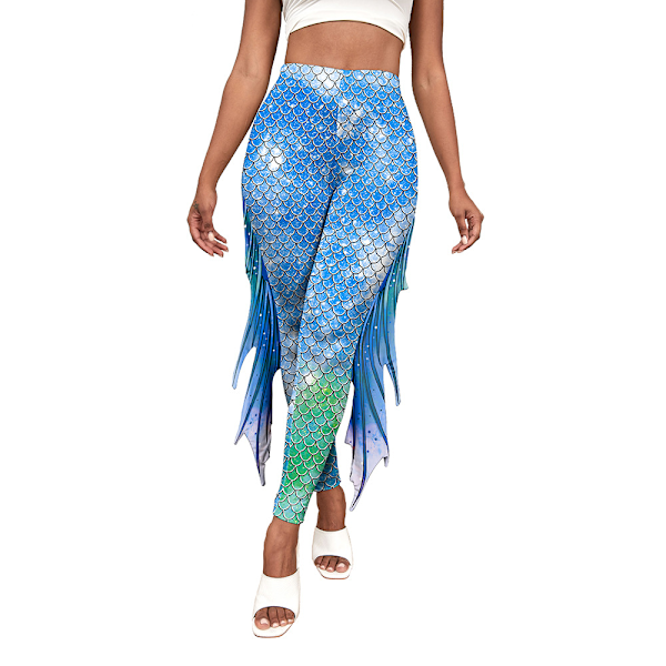 Sjöjungfru Leggings för Kvinnor Fiskfjäll Leggings Style 3 M