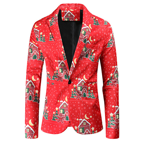 Herr 3d-utskrift julstil kostym Business Casual 3-delat M