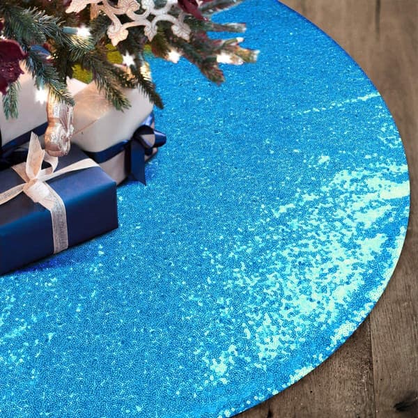 48 Tommers Sekvens Dobbelt Juletrematte for Julepynt Blue