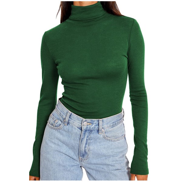 Dam Basic Slim Fitted Långärmad Pullover Toppar green M