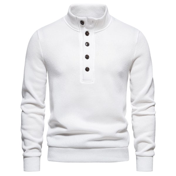 Turtleneck-tröja för män Casual Stickad Pullover-tröja White 2XL