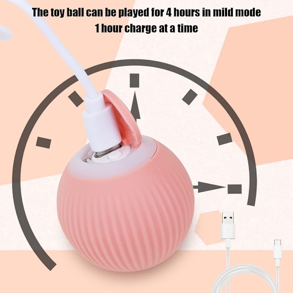 Interaktiv kattboll, automatisk 360° självrotation rullande boll Pink