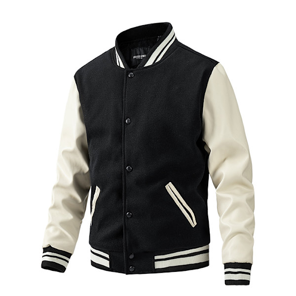 Herrar Casual Slim Fit Bomullsjacka med Bokstäver Black XL