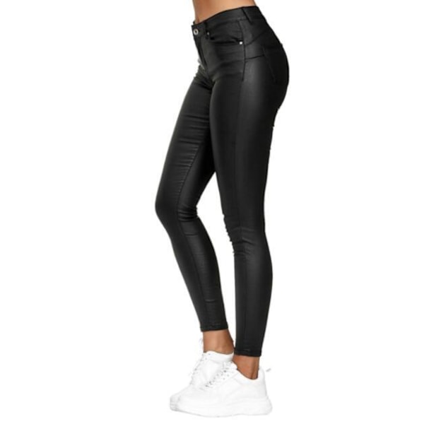 Leggingsbyxor i konstläder för kvinnor black M