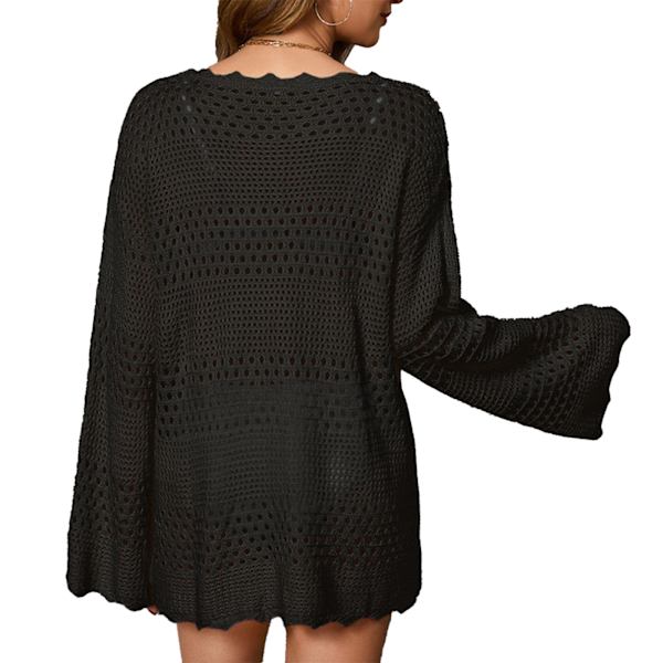 Damernas Baddräkt Stickad Strandklänning Sommar Badkläder black XL