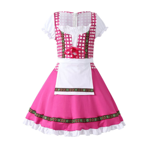 Traditionell tysk bayersk Dirndl Oktoberfest klänning för flicka Pink L