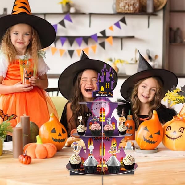 Cupcake-stativ for Halloween-festpynt 3-trinns dessertstativ Style 1