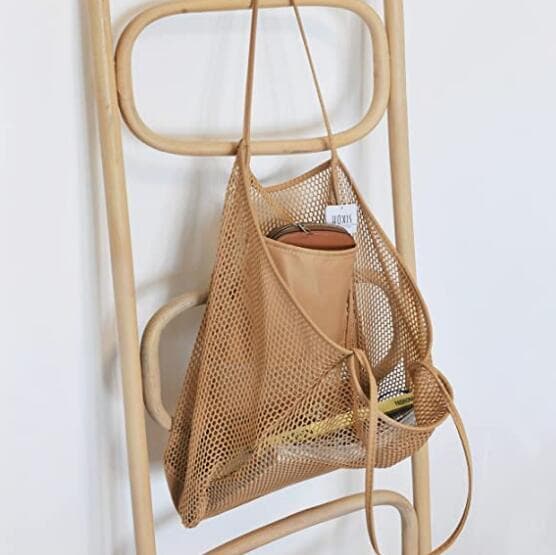 Mesh Beach Tote Damaxelhandväska khaki