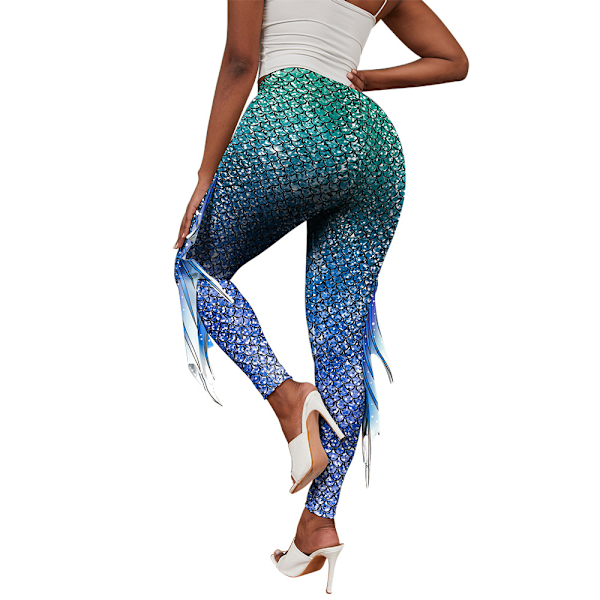 Sjöjungfru Leggings för Kvinnor Fiskfjäll Leggings Style 4 M