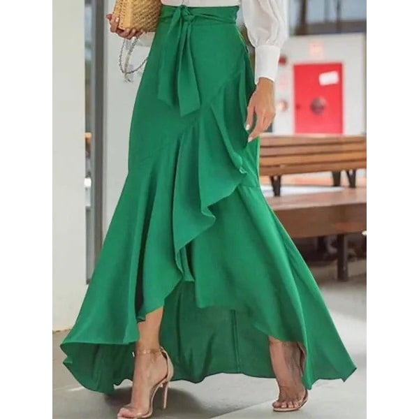 Dam Casual Rutig Sjöjungfru Maxi Kjol Red M