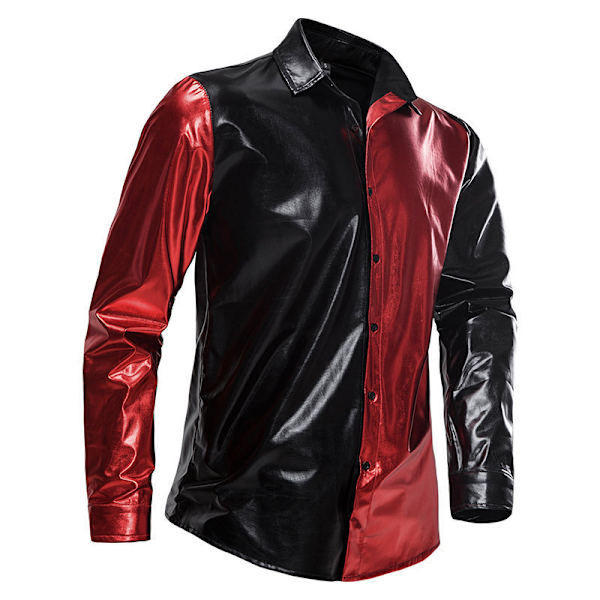 Herrarnas Långärmad Patchworkjacka med Pailletter Red XL