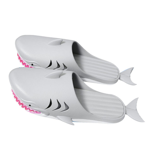 Sommar Unisex Funny Shark Tofflor Grey XXL