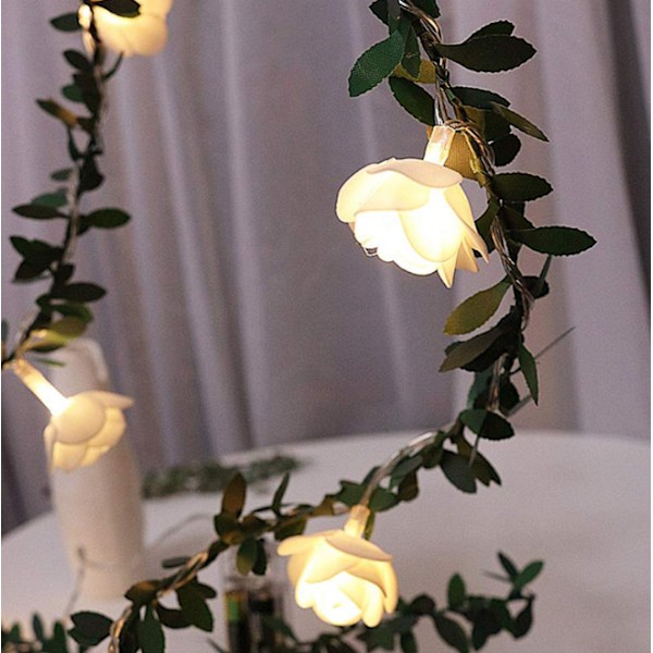 Christmas Rose Flower Vine LED String Lights 6m 40 light
