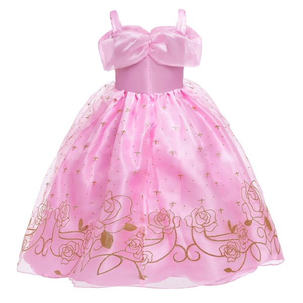 Prinsesse-kjole for jenter, Cosplay-kostymer, Fest, Barn, Off Shoulder Pink 130cm