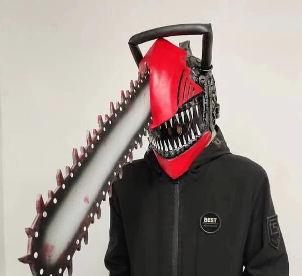 Halloween Chainsaw Man Latex Hodeplagg M