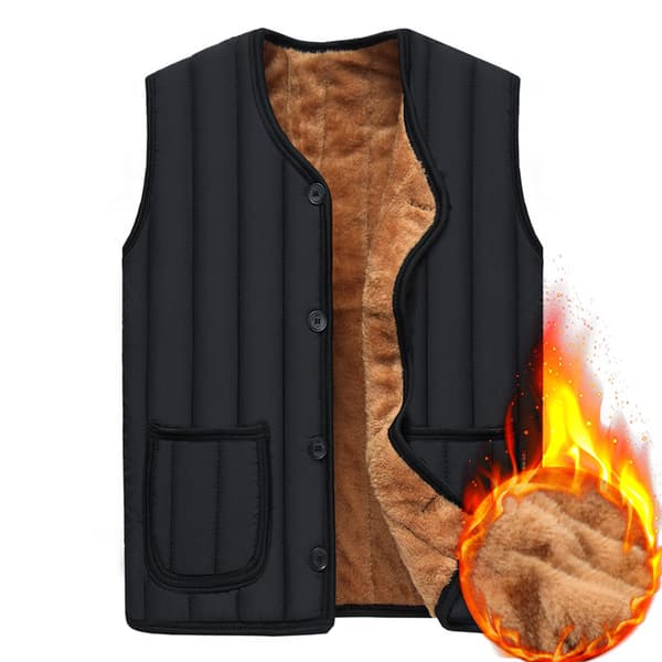 Vintervarm vest i sherpafleece for menn Black M