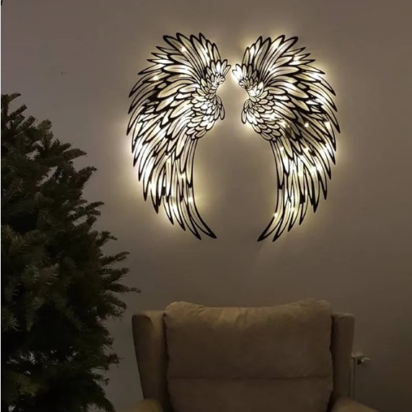Metal Angel Wings Väggdekor med LED-ljus 45cm