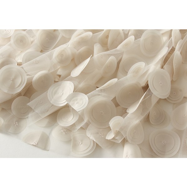 Dame Tyll Midi Skjørt 3D Polkadot Mesh Skjørt A-Linje Beige