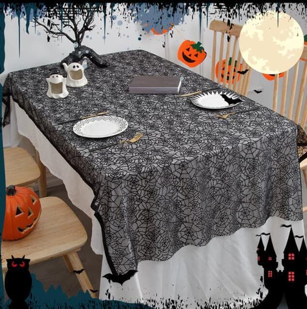Halloween Sort Sort Bordduge Small Spider Web 152*214