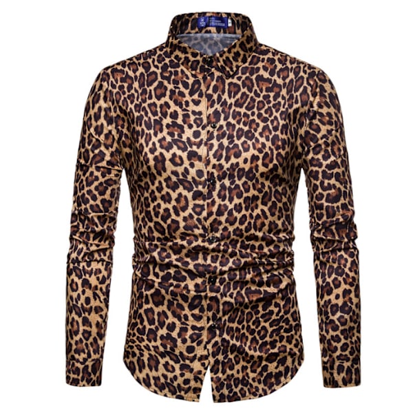 Långärmade print skjortor för män för fest brown XL