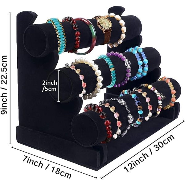 3 Tier Velvet Armband Display Stand Avtagbar armbandshållare Organizer  Black 5c1e | Black | Fyndiq