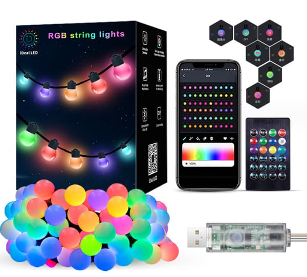Utomhus String Lights 32FT, RGB Patio Lights 5m 25 Lights
